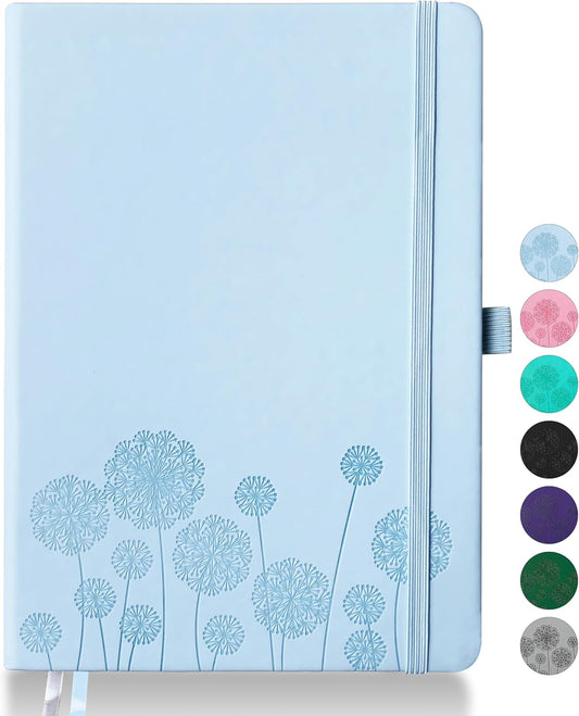 Notebook Journal for Women,A5 Hardcover Leather Journaling Notebooks for Work,200 Pages Travel Journal for Women Men with Pen Holder and Ribbon,5.78"×8.34"(Turquoise)