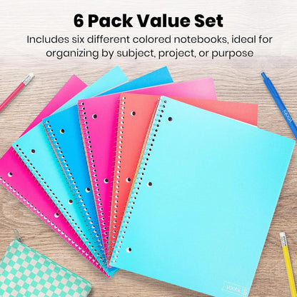 Yoobi College Ruled 8 x 10.5” Spiral Notebook Set – 3-Pack of 1 Subject Notebooks, Pink, Purple & Black Celestial Patterns – 150 Perforated 3-Hole Punched Sheets