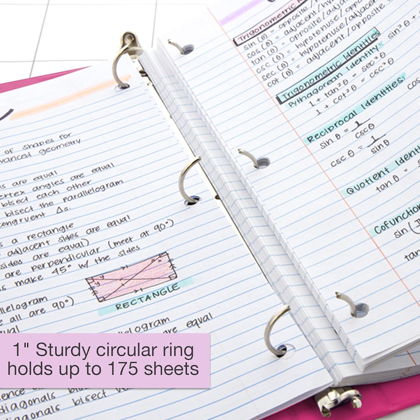 BAZIC Products 3 Ring Binder - Green, Economy View Binder with Clear Overlay Cover and Round Rings, Organizer for School Office Home Use, 1-inch Capacity Holds 175 Sheets Paper, 12-Pack