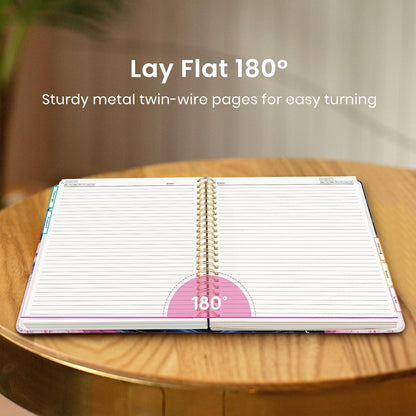 Large Lined Spiral Journal for Women Cute Hardcover 5 Subject Notebook for Work 8.5" x 11" with Removable Dividers & Tabs, College Ruled, 280 Pages Aesthetic Journal for Work, School & Note Taking, Garden of Whimsy