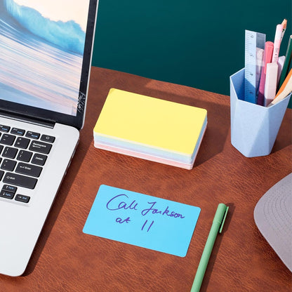 Harloon 100 Pcs Dry Erase Index Cards 3 x 5 Inch Laminated Reusable Dry Erase Note Cards Sheets for Office to Do List(White)