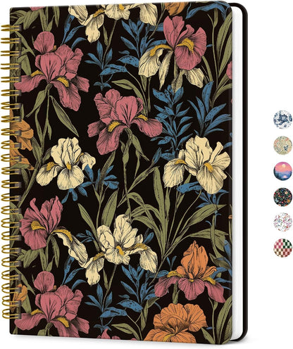 ZOTIA Lined Spiral Journal for Women, A5 Cute Hardcover College Ruled Notebook for Work, School & Note Taking, Aesthetic Writing Journal, 140 Pages (5.8" x 8.3"), Blue Floral