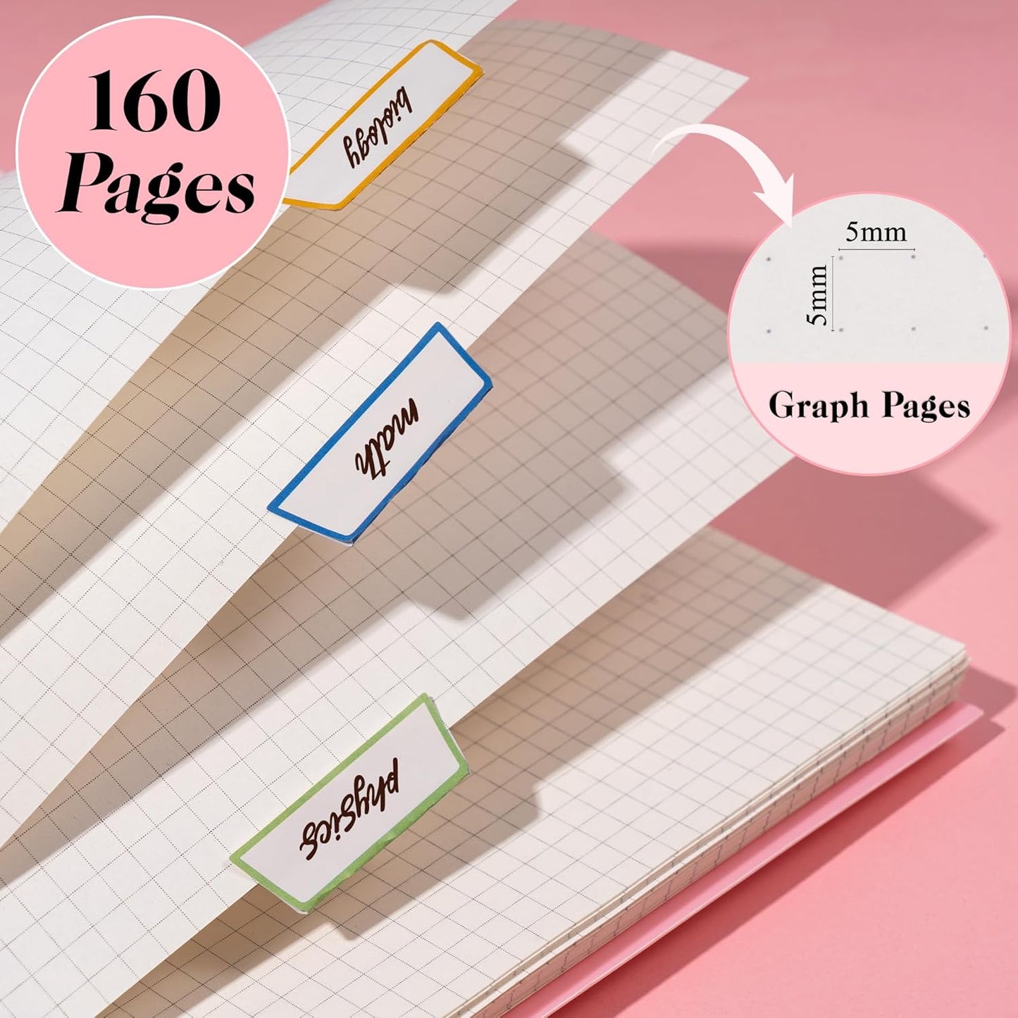 Yoment Graph Paper Spiral Notebook A5 Graphing Notebook 160 Pages Graph Paper Notebook Spiral Bound Waterproof Plastic Hardcover Spiral Journal 5x7 Grid Notebooks for Note Taking,Black