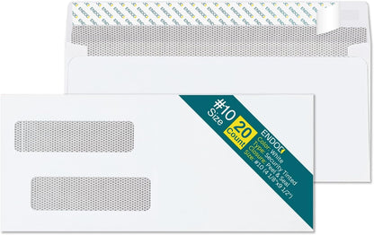 #10 Left Window Envelopes Self Seal - 20/pack - 4 1/8 x 9 1/2 inch - Business Envelopes with Flip & Seal Closure, Security Tinted for Invoices & Statements - White Letter Size
