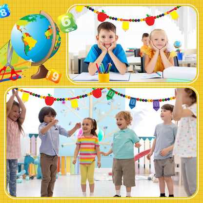 8.2 Ft Pencil Wooden Garland Graduation Yellow Pencil Banners with Cute Beads Hanging Ornaments for Kindergarten Classroom Office Home First Day of School Party Decor