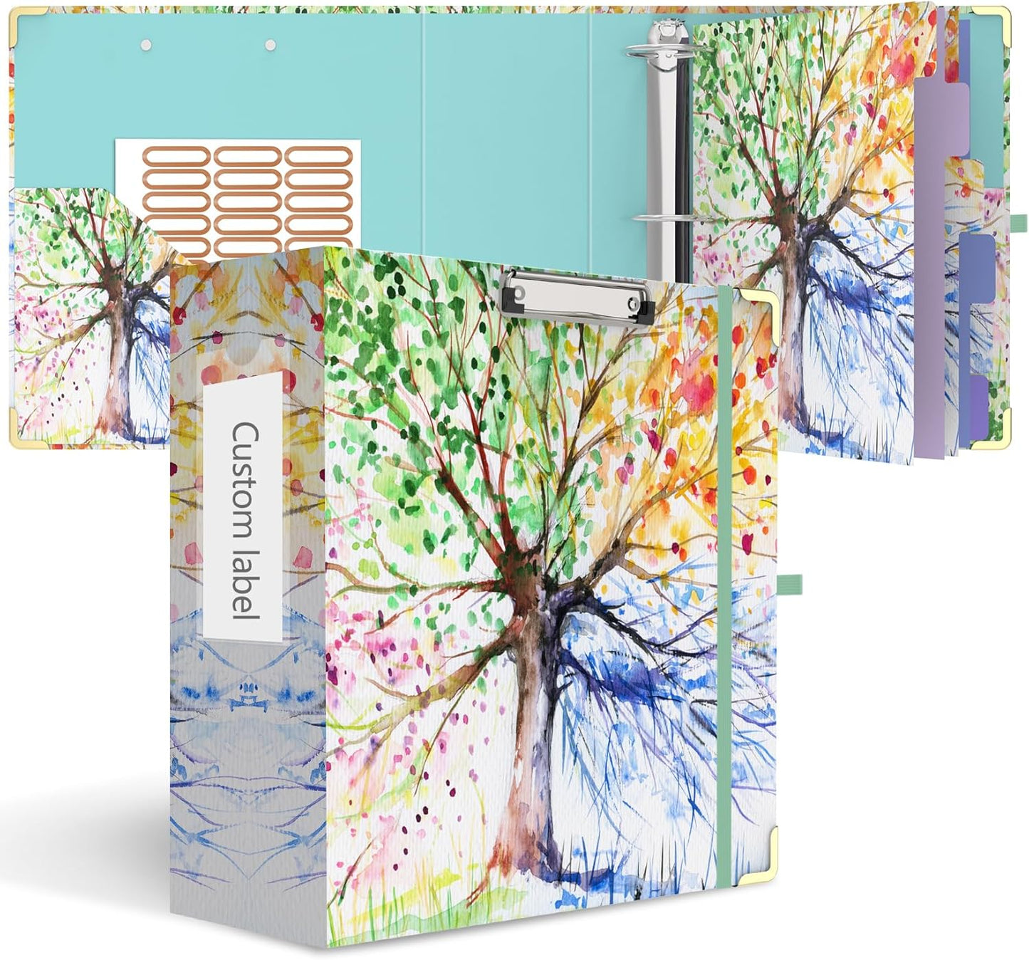 3 Ring Binder 3 Inch Ring, Three Ring Binders for Letter Size 11" x 8.5" with 6-Tab Dividers, 2 Pockets, Binder with Clip for School and Office Supplies-Wild Flowers