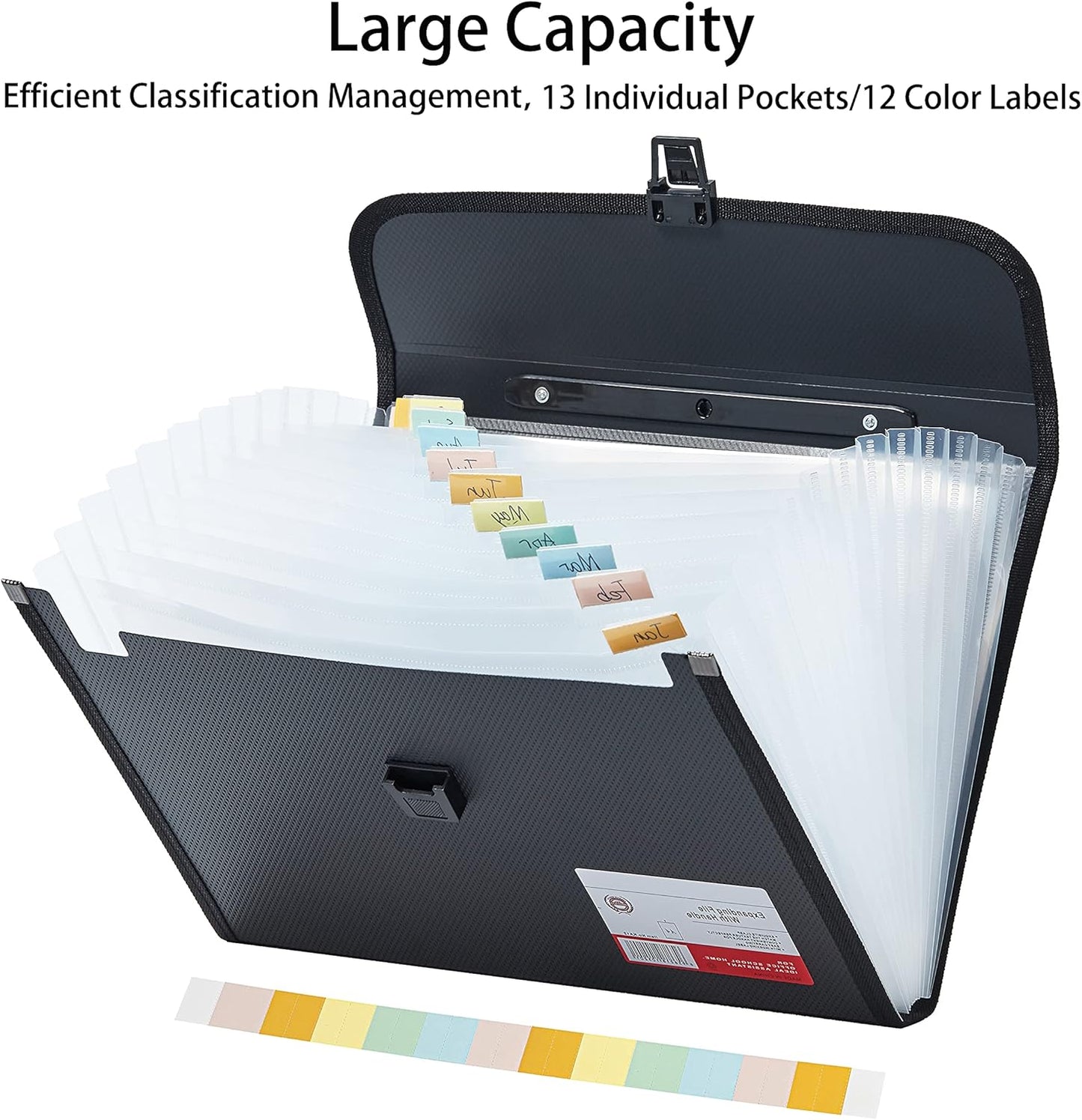 Leagl Size 13-Pockets Expanding File Folder with Handle, Plastic Accordion Filling File Folder Expandable Monthly Portable Paper Document Organizer for Office School & Home (Green)