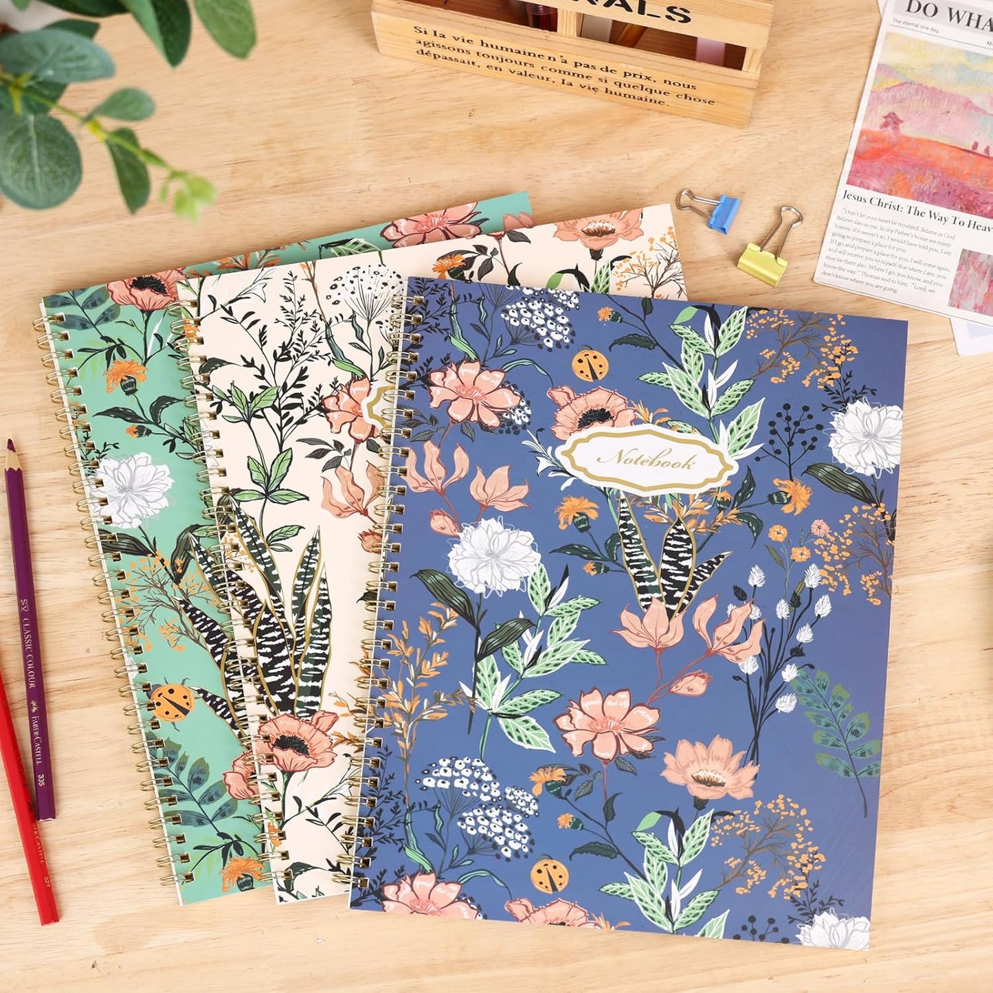 LABUK 3 Pack Spiral Notebook Journal for Women College Ruled Notebook 120 Pages A4 Aesthetic Journaling Notebooks for Work School Office Home, 8.5 x 11 Inches Notebooks for Valentine Gifts