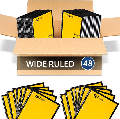 EPI Spiral Notebook | Wide - 70 Sheets, Durable Spiral Binding | 10.5 x 8 in | Classroom Supplies | School, Office, Note Taking, Journaling - 12 Pack