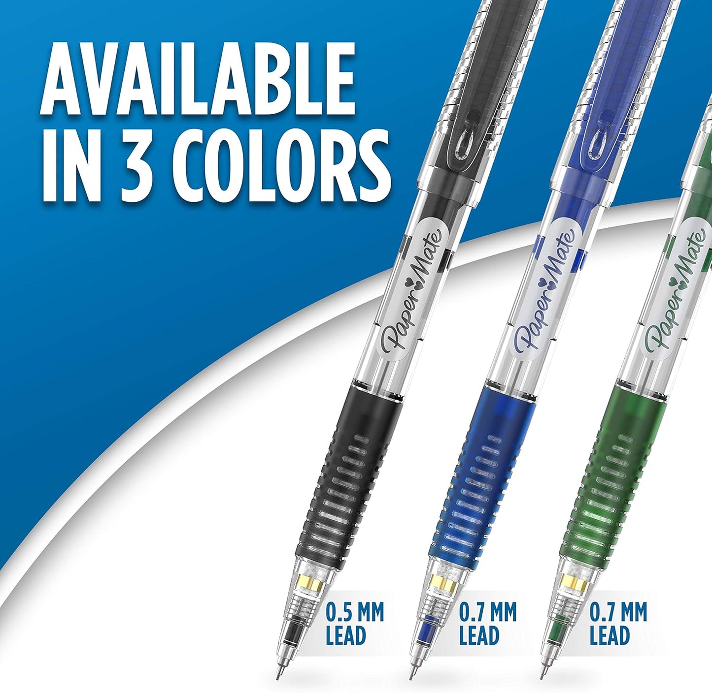 Paper Mate Clearpoint Mechanical Pencils, 0.5mm Break-Resistant HB #2 Lead, Eraser Refills, 2 Count