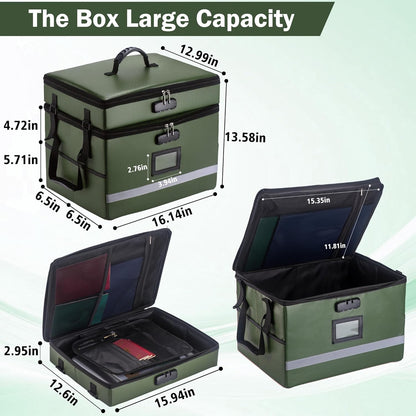 EXLIFBAG File Organizer, Fireproof File Box with Lids, Important Document Organizer Box with Lock, Portable File Folder Organizer with Handle