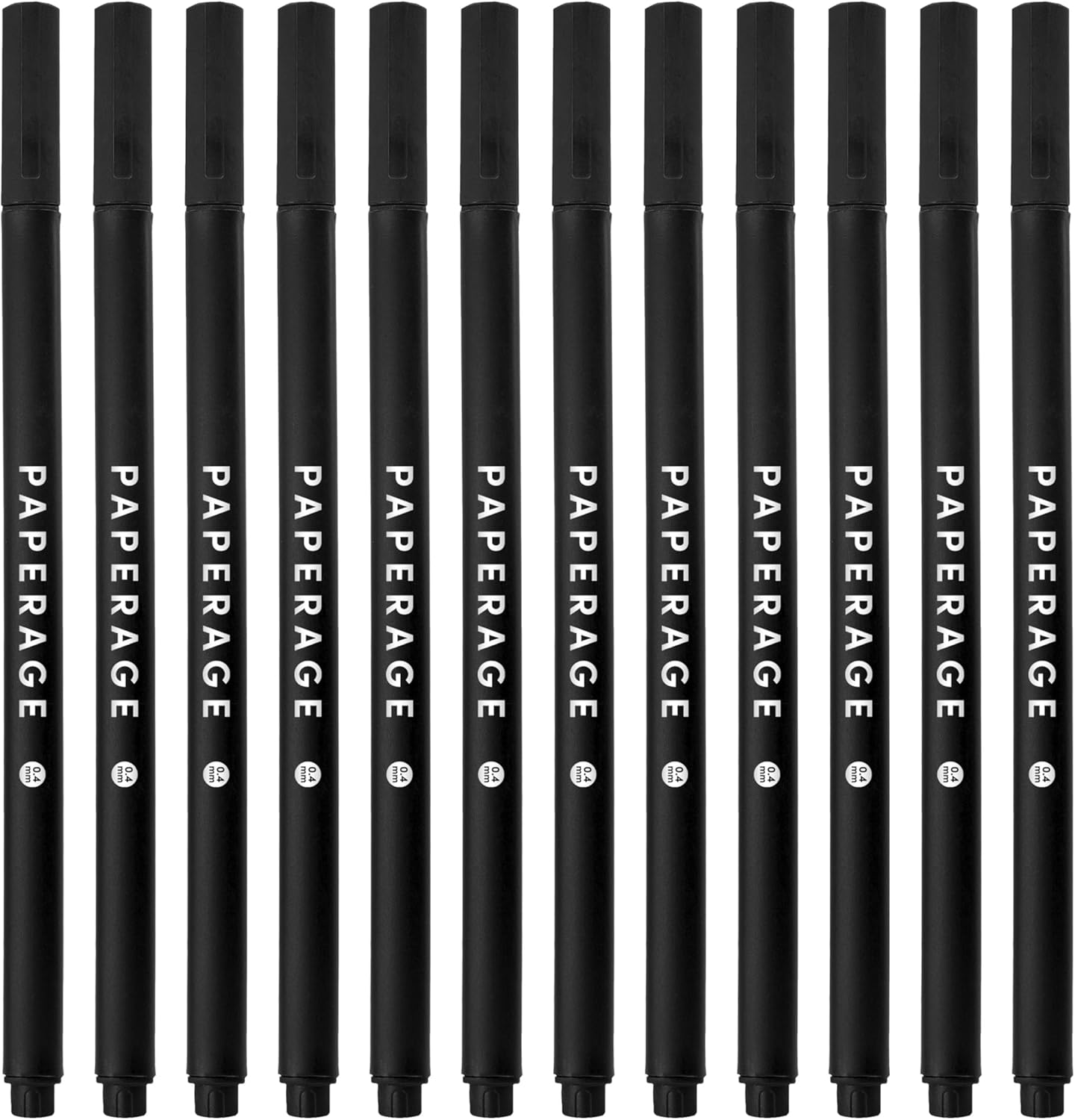 PAPERAGE Felt Tip Fine Point Pens (0.4mm), 12 Pack, Pens For Journaling, Notebooks, Planners, Calendars & Drawing, Great for School, Office, & Home (Black Ink)
