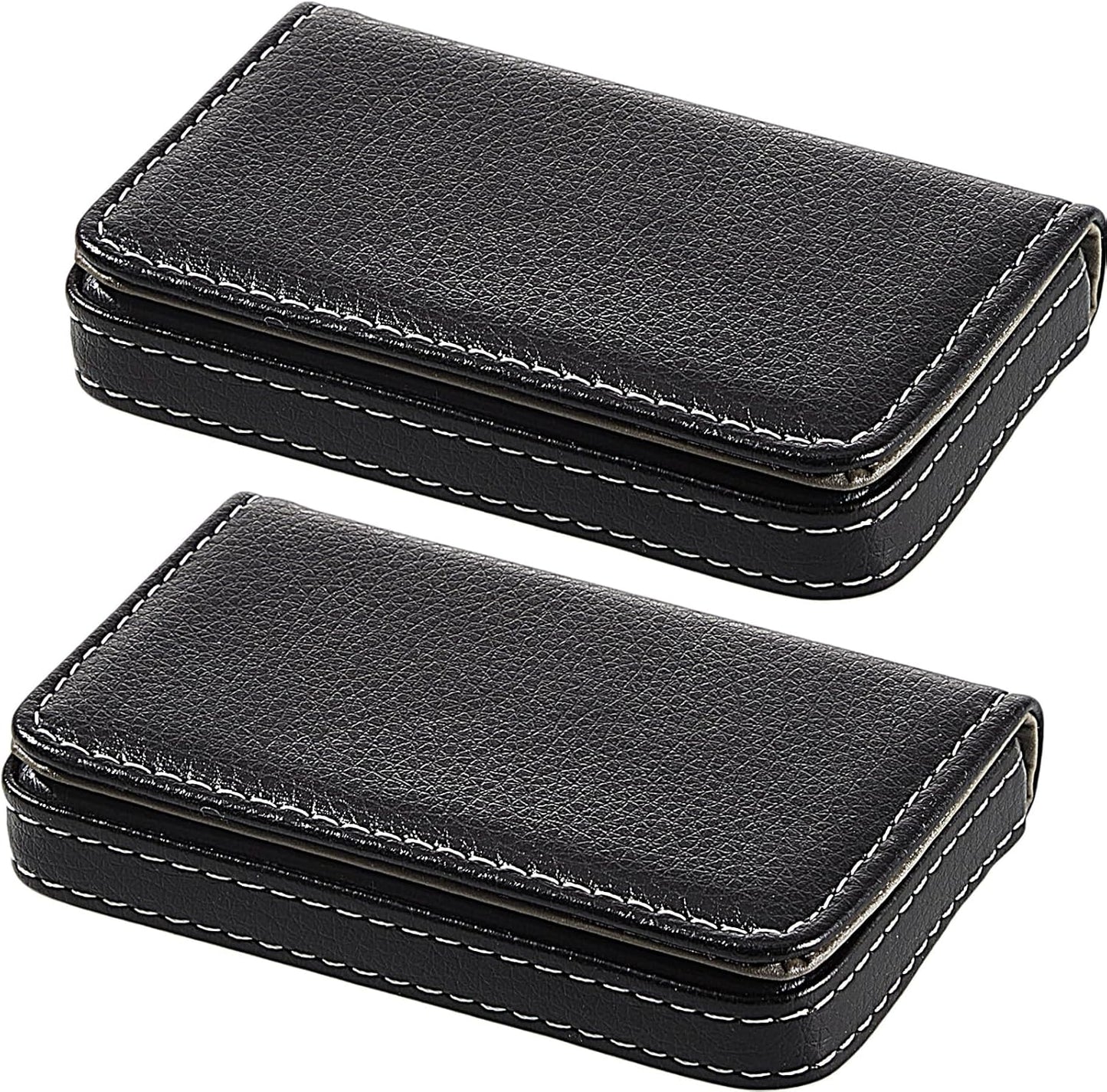 Outus 2 Pcs Business Card Holder, PU Leather Business Card Case Pocket Wallet with Magnetic Shut for Valentines Gift Adult(Black and Coffee)