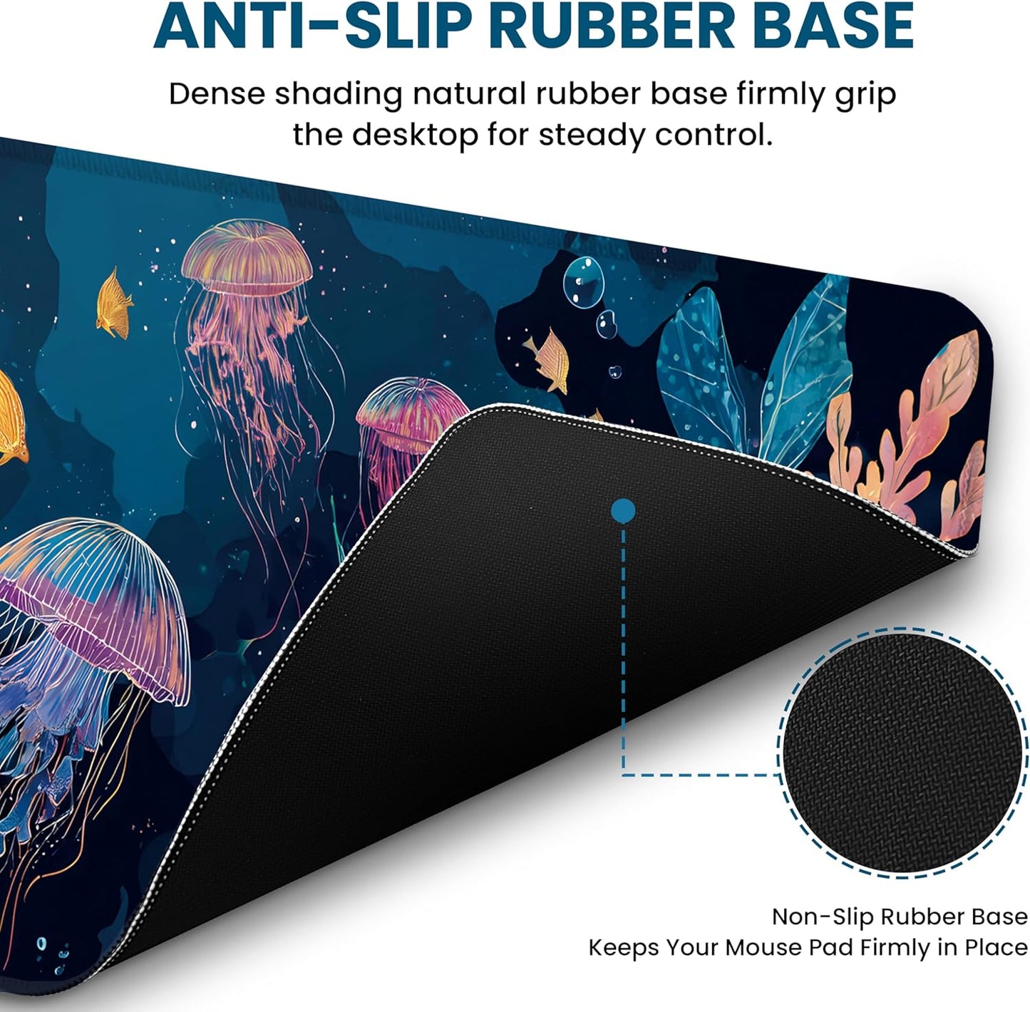 Large Mouse Pad for Desktop, Cute Desk Mat Pad Protector for Work & Gaming, Aesthetic Pretty Anti-Slip Laptop Blotter Cover for Office School Home Supplies, Wildflowers, 31.5" x 11.8"
