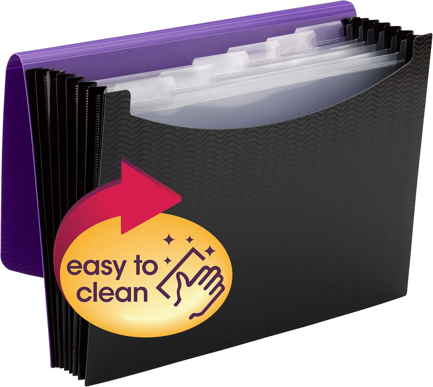 Smead Poly Frequency Expanding File Folders, Flap and Cord Closure, Letter Size, Wave Pattern, 13 Pocket, Blue/Black (70863)