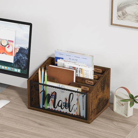 YINMIT Mail Organizer Countertop, Mail Holder, Mail Sorter for Desk, Desktop Mail Basket, Mail Organizer Wall Mounted, Office Desk Organizers and Accessories for File Paper Folder (4-Slot)