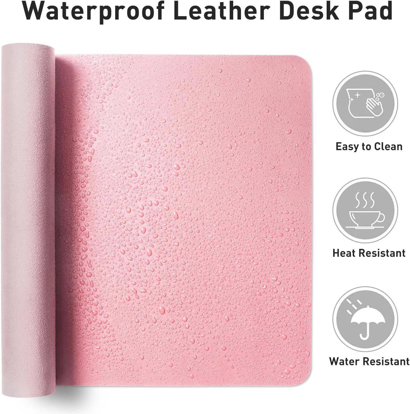 Aothia Non-Slip Waterproof PU Leather Desk Pad Protector for Mouse, Writing Desk, Office, Home, Laptop Blotter, 23.6" x 13.7", Black - Colors A