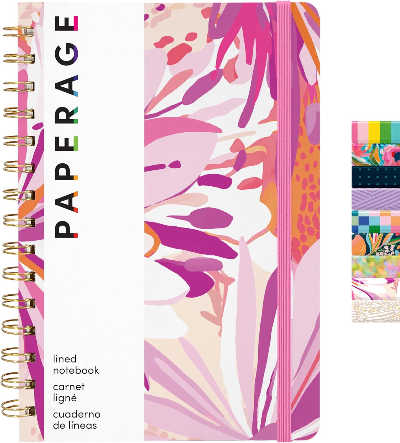 PAPERAGE Lined Spiral Journal Notebook, (Black), 160 Pages, Hardcover Journal for Women & Men, Medium 5.5 in x 8 in - 100 GSM, Thick Paper, Spiral Notebook for Work, School & Journaling
