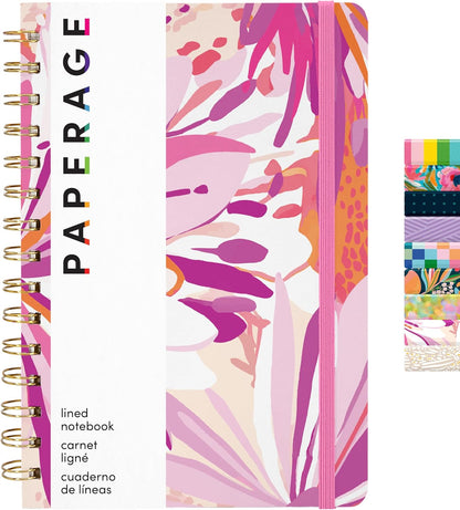 PAPERAGE Lined Spiral Journal Notebook, (Black), 160 Pages, Hardcover Journal for Women & Men, Medium 5.5 in x 8 in - 100 GSM, Thick Paper, Spiral Notebook for Work, School & Journaling