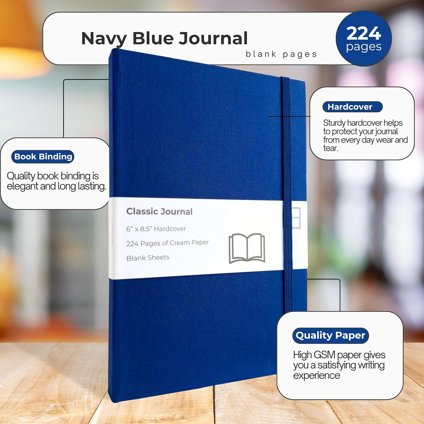 Portage Blank Hardcover Aesthetic Notebook Writing Journal – Bleed-Proof Paper Notepad for Journaling, High GSM, A5 Notebook, Cream Pages - Salmon, 6 x 8.5 Inches, 224 Pages