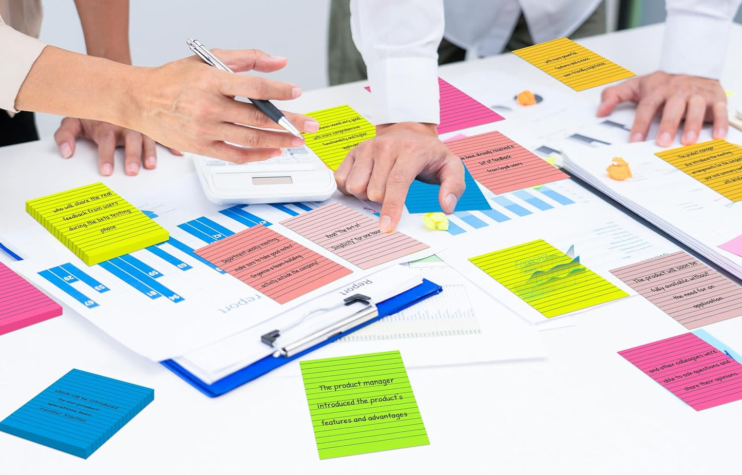 (12 Pads) Lined Sticky Notes 4x4 in Post, 6 Bright Colors with Lines Self-Stick Note Pads it, Strong Adhesive, 46 Sheets/Pad, 552 Sheets in Total