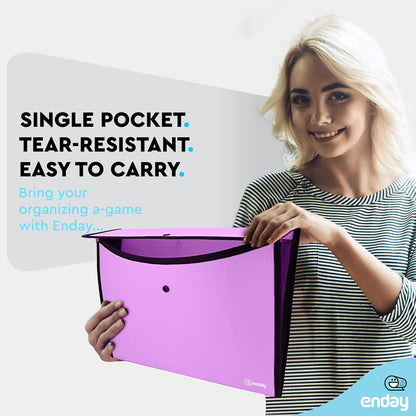 Square Flap Document Holder Blue, Expanding File Folder, A4 Letter Size Reusable Filling Envelopes, Snap Closure Wallet File Pouch Also Available in Pink, Purple, Green, Red, Grey, 1 Pc– By Enday