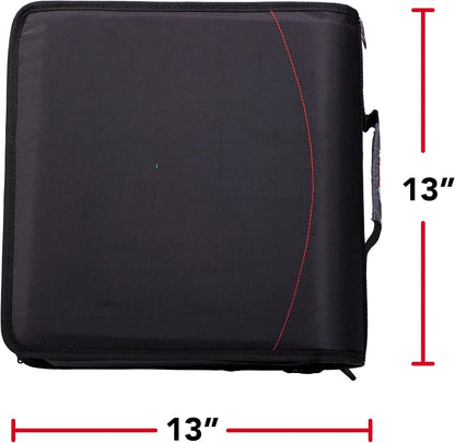 Case-it Mighty Zip Tab School Zipper Binder | 3-Inch O-Rings, 600-Sheet Capacity, 5-Subject Expanding File Folder, Multiple Pockets & Storage Organizer, Shoulder Strap | D-146 Jet Black