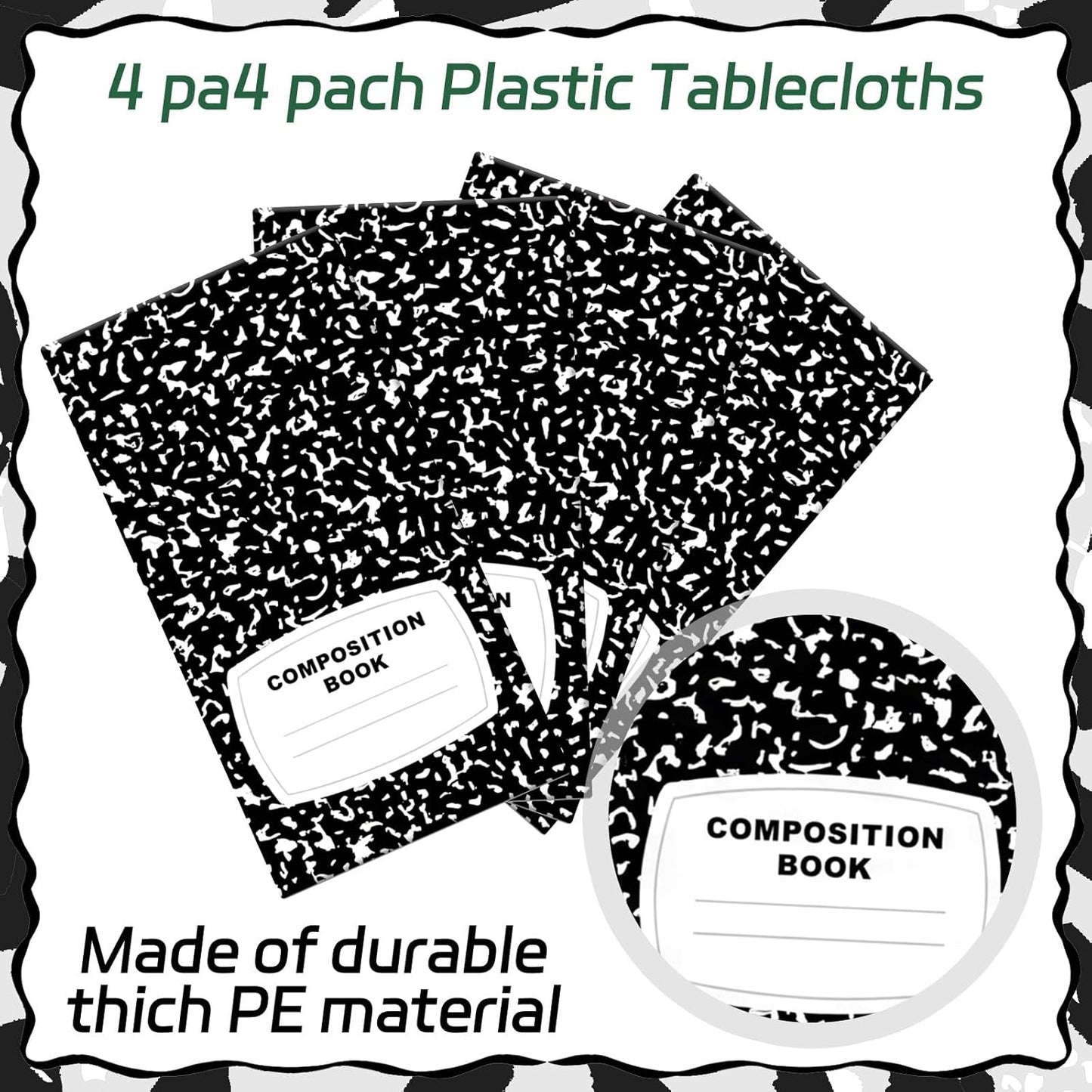 Oudain 4 Pcs Preschool Kindergarten Back to School Party Tablecloth First Day to School 54 x 108 Inch Large Disposable Rectangle Notebook Tablecloth Cover for Party Supplies Table Decorations