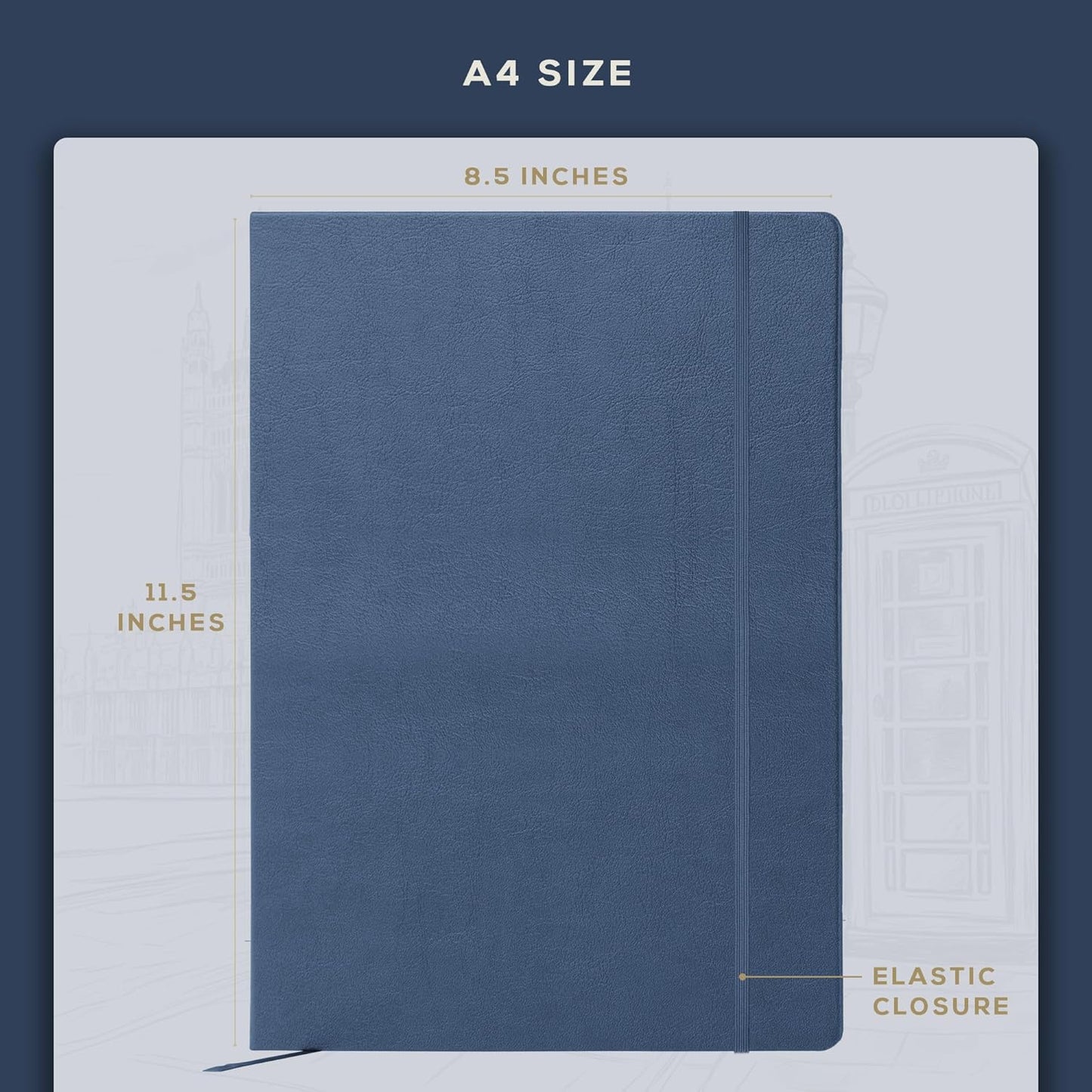 BEECHMORE BOOKS Large Lined Journal Notebook, 8.5" x 11.5" (A4) Hardcover Vegan Leather Executive Diary for Work, Thick 120gsm Paper, Lay-Flat Binding, Gift Box