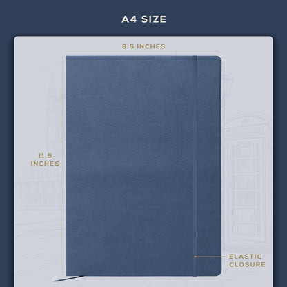 BEECHMORE BOOKS Large Lined Journal Notebook, 8.5" x 11.5" (A4) Hardcover Vegan Leather Executive Diary for Work, Thick 120gsm Paper, Lay-Flat Binding, Gift Box