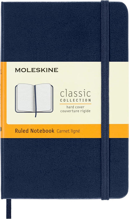 Moleskine Classic Notebook, Hard Cover, Pocket (3.5" x 5.5") Ruled/Lined, Sapphire Blue, 192 Pages