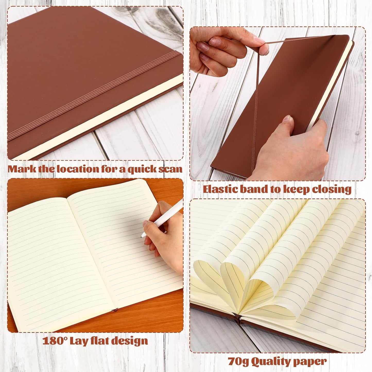 Honoson 20 Pack Lined Journal Notebooks A5 Hardcover Executive Notebook 5.5" x 8.3" PU Leather Wide Ruled Journals Bulk with Elastic Band for Home Business Office School Supplies(Black)