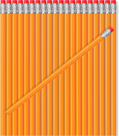TecUnite 60 Pcs HB Pencils #2 Unsharpened Wood Cased Pencils with Eraser Hexagonal Pencil Cute Graphite No 2 Pen for Adults Gifts Exam School Office Sketching Learning (Wood Color, Silver)