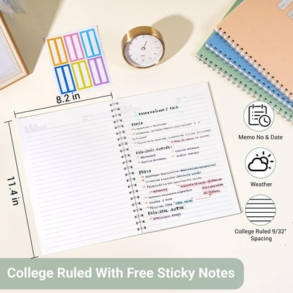 Yoment 4 Pack A5 Spiral Notebooks - 5.7x8.25 Hardcover Spiral Bound Notebook Journal, 160 Pages College Ruled, for Writing, Note Taking, Journaling, Study (Multicolor)
