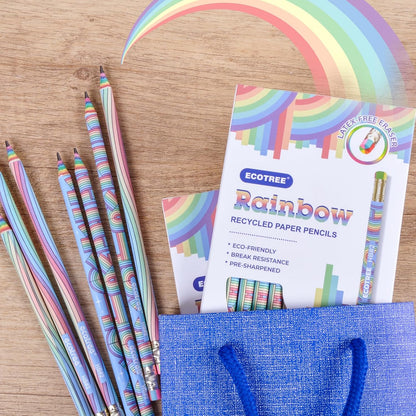 ECOTREE Pencils #2 Pre-Sharpened Pencils for Kids Cute Rainbow Pencil Number 2 Pencil for School, Writing, 12 Count
