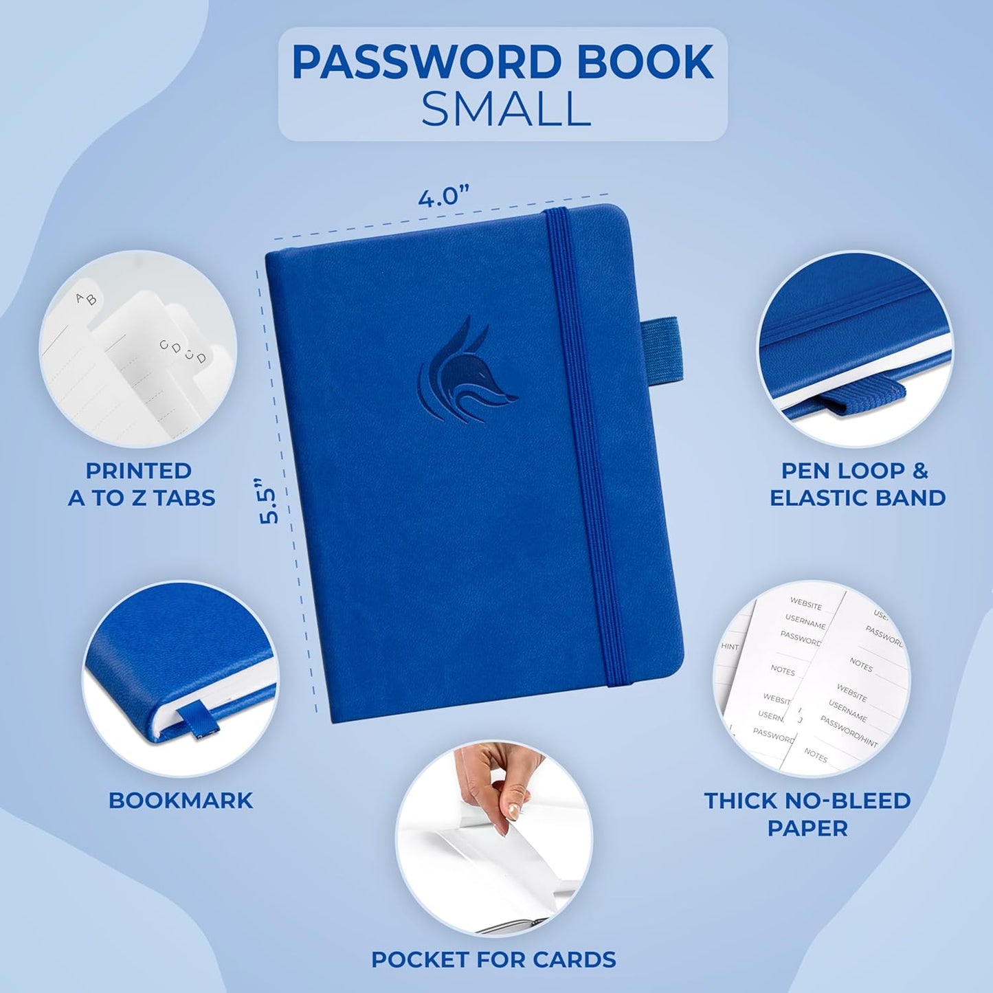 Clever Fox Password Book with alphabetical tabs. Internet Address Organizer Logbook. Small Pocket Password Keeper for Website Logins (Orange)
