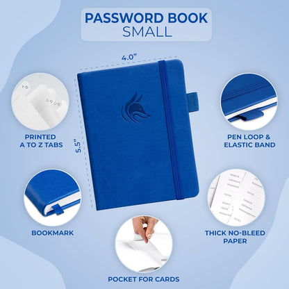 Clever Fox Password Book with alphabetical tabs. Internet Address Organizer Logbook. Small Pocket Password Keeper for Website Logins (Orange)