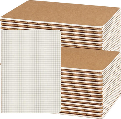 ZCZN 8 Pack A5 Kraft Notebooks Bulk, 8.15x5.5 Inches Graph Paper Journaling Notebooks, Notebooks for Work, Composition Notebooks for School, Journal Notebooks for Office, 60 Pages