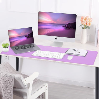 Large Desk Mat 47.2" x 17" Leather Desk Pad Protector with Natural Cork & PU Leather, Non-Slip Office Desk Mat, Large Mouse Pad, Waterproof Desk Blotter pad for Office&Home(Black)