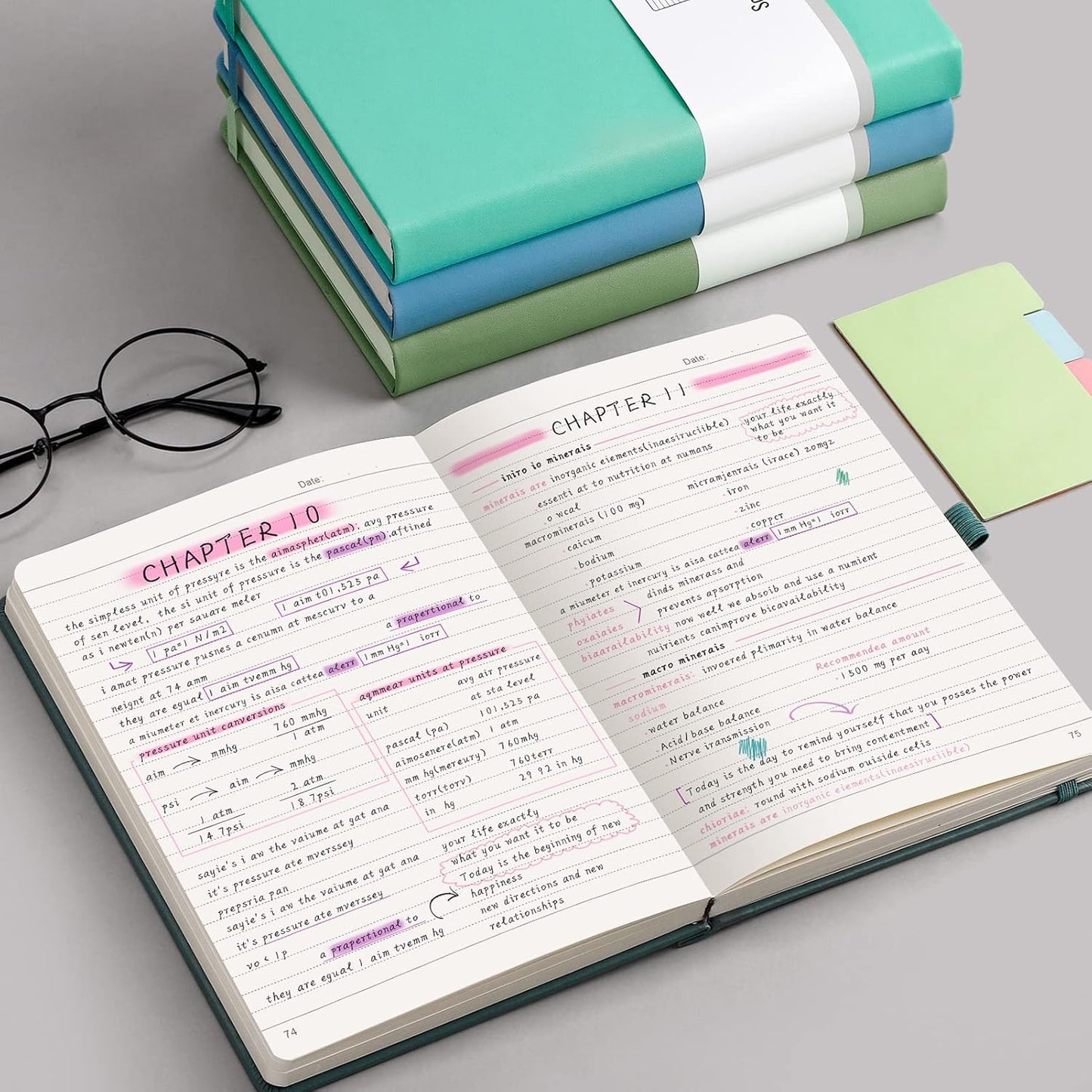 AHGXG 8.5''×11'' Notebook College Ruled - Large A4 Notebook Lined Journal - 320 Pages Thick Journal for Writing, 100gsm Thick Paper, Leather Softcover, for Work School - Black