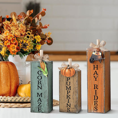 GlikCeil 3 Pcs Teacher Appreciation Week Table Decorations Wooden Classroom Decor Wood Pencil Notebook Paper Tiered Tray Decor for Teacher Desk, Back to School Party, Classroom Shelf