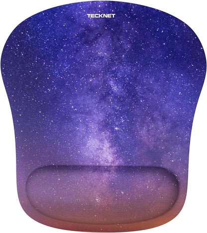 TECKNET Mouse Pad with Wrist Support, Ergonomic Gaming Mouse Pad Pain Relief, Portable Comfortable Mousepad for Computer, Laptop, Office, Home and Travel, Non-Slip Base, Waterproof Surface, Black