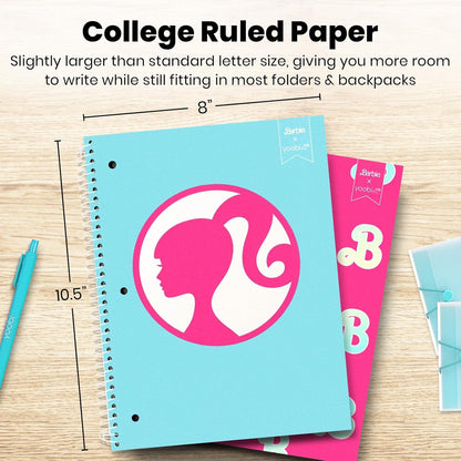 Yoobi College Ruled 8 x 10.5” Spiral Notebook Set – 3-Pack of 1 Subject Notebooks, Pink, Purple & Black Celestial Patterns – 150 Perforated 3-Hole Punched Sheets