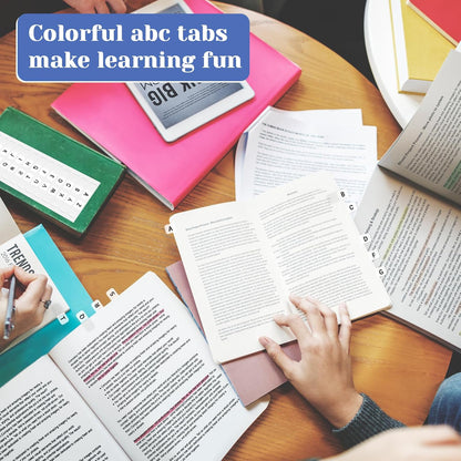 A-Z Sticky Alphabet Tabs, Colorful Self-Adhesive Letter Index Tabs for Notebook, Textbook, Dictionary, and Filing (208 Pcs)