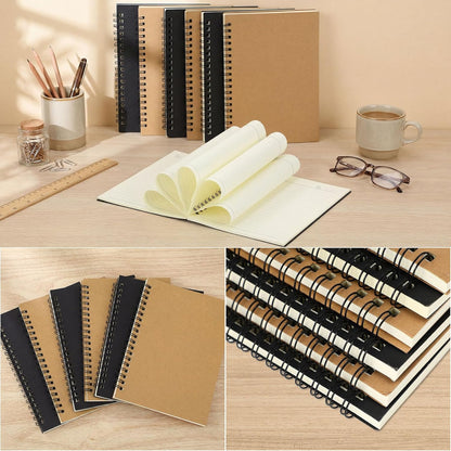 Leelosp 12 Pack Small Spiral Notebook Lined Spiral Journal College Ruled Notebook Wire Bound Kraft Cover, 120 Pages for Work (Multicolor,5.5 x 8.3 Inch)