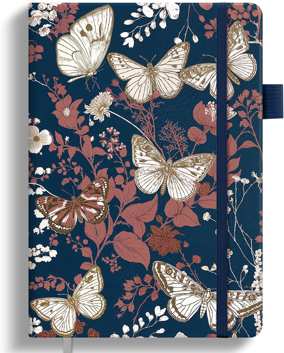 Taja Pretty Lined Journal for Women, Aesthetic Cute Hardcover Leather Journal for Writing, A5 College Ruled Notebook for Work & Note Taking, Perfect for Office School Home, 160 Pages, Meadow Flowers