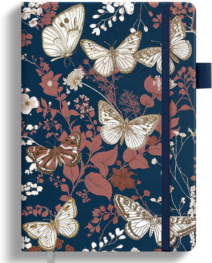 Taja Pretty Lined Journal for Women, Aesthetic Cute Hardcover Leather Journal for Writing, A5 College Ruled Notebook for Work & Note Taking, Perfect for Office School Home, 160 Pages, Meadow Flowers
