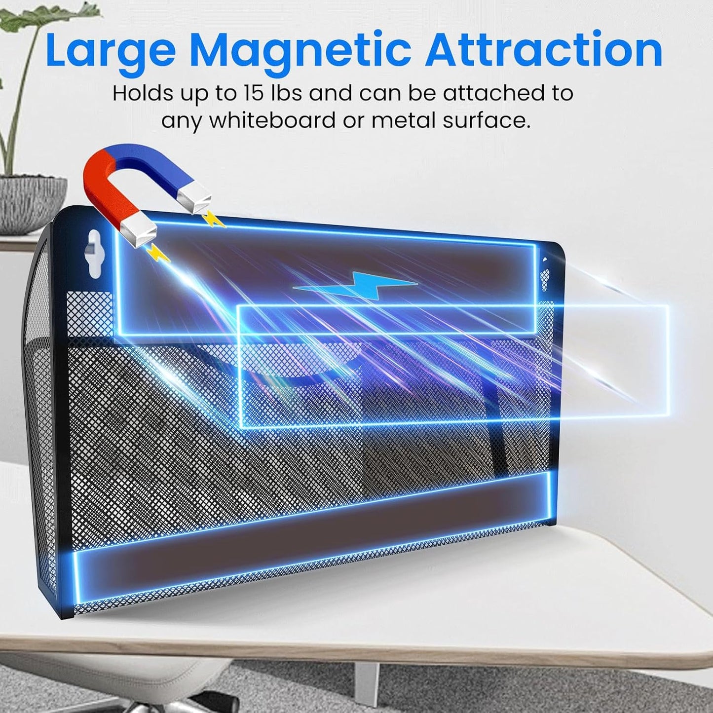 Magnetic File Holder 3PCS Wall File Folder Organizer, No Drilling Hanging Magazine Rack for Refrigerator, Document Paper Mail Folder Holders Office File Magnetic Organizer (Black)