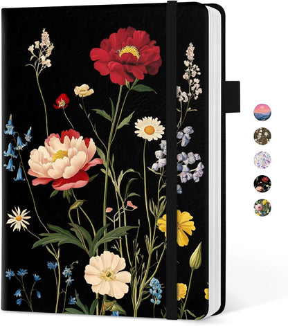 Taja Aesthetic Lined Journal for Women, Pretty 6" x 8" Notebook for Work & Note with 160 College Ruled Pages, Hardcover Leather Notebook for Journaling, Note Taking, Bible Study, Hummingbird