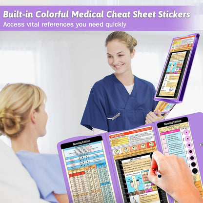 Nursing Clipboard Foldable Clipboard Medical: Edition Cheat Sheets Aluminum 3 Layers Foldable Clipboards Nursing Pocket Size Profile Clip Nurse Clipboards Notepad for Nurses Students and Doctors